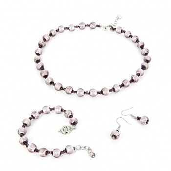 Šperky Murano Millefiori - Set EVA - fialový