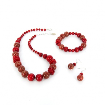 Šperky Murano Millefiori - Set Calypso - červený