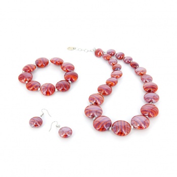 Šperky Murano Millefiori - Set SABRINA - červený