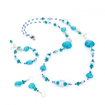 Šperky Murano Millefiori - Set VANDA  - tyrkysový