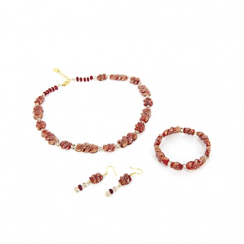 Šperky Murano Millefiori - Set OZANA - červený