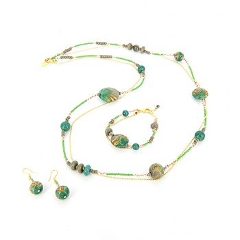 Šperky Murano Millefiori - Set ALEGRIA - zelený