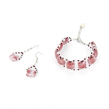 Šperky Murano Millefiori - Set INDIRA - červený