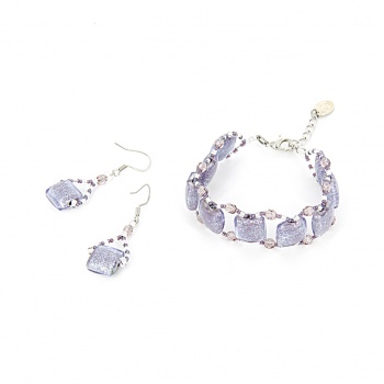 Šperky Murano Millefiori - Set INDIRA - fialový