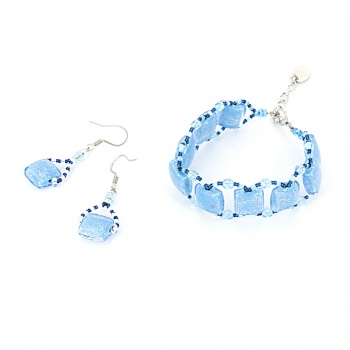 Šperky Murano Millefiori - Set INDIRA - tyrkysový