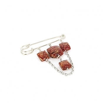 Šperky Murano Millefiori - Brošňa ADORA - červená