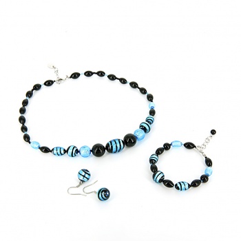 Šperky Murano Millefiori - Set OLGA - tyrkysový