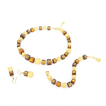 Šperky Murano Millefiori - Set ELENA - zlatý