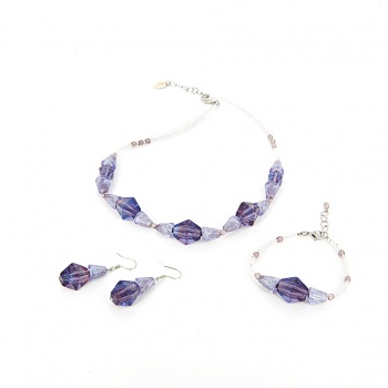 Šperky Murano Millefiori - Set AMARIS - fialový