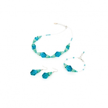 Šperky Murano Millefiori - Set AMARIS - tyrkysový