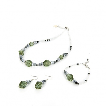 Šperky Murano Millefiori - Set AMARIS - šedý