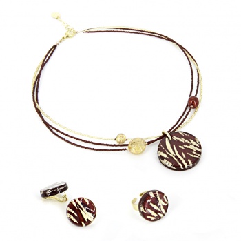 Šperky Murano Millefiori - Set INES - červený
