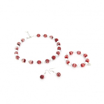 Šperky Murano Millefiori - Set AMANDA - červený
