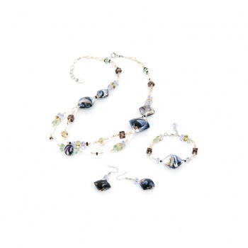Šperky Murano Millefiori - Set GABRIELA - fialový