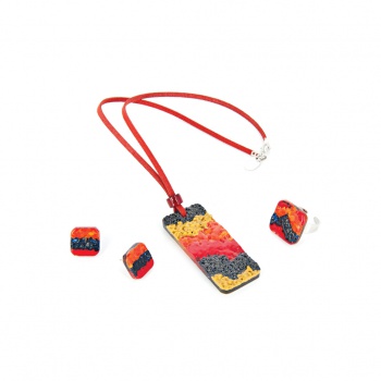 Šperky Murano Millefiori - Set SUMMER - červený