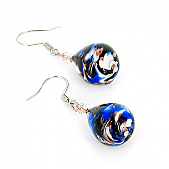 Šperky Murano Millefiori - Náušnice Blanca - modré