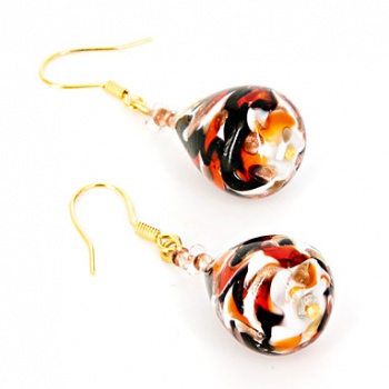 Šperky Murano Millefiori - Náušnice Blanca - oranžové