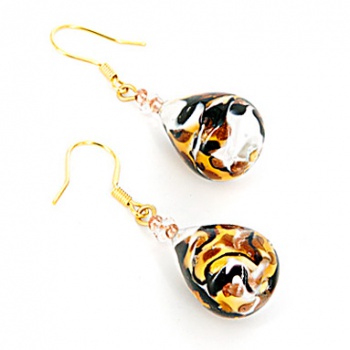 Šperky Murano Millefiori - Náušnice Blanca - zlaté
