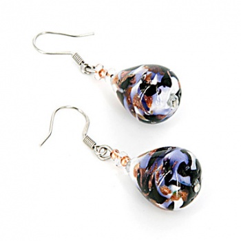 Šperky Murano Millefiori - Náušnice Blanca - fialové