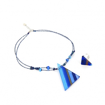 Šperky Murano Millefiori - Set NARCISA - modrý