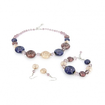 Šperky Murano Millefiori - Set CAROLA - fialový