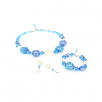 Šperky Murano Millefiori - Set CAROLA - tyrkysový