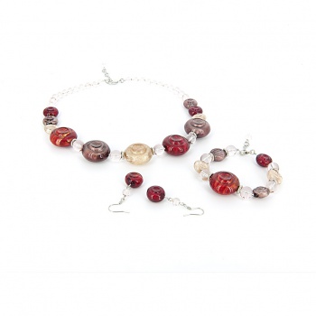 Šperky Murano Millefiori - Set CAROLA - červený