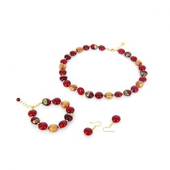 Šperky Murano Millefiori - Set DONNA - červený