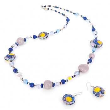 Šperky Murano Millefiori - Set ELECTRA - modrá