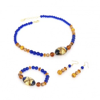 Šperky Murano Millefiori - Set ANTOANETA - modrý
