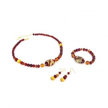 Šperky Murano Millefiori - Set ANTOANETA - červený