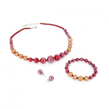 Šperky Murano Millefiori - Set MIHAELA - červený