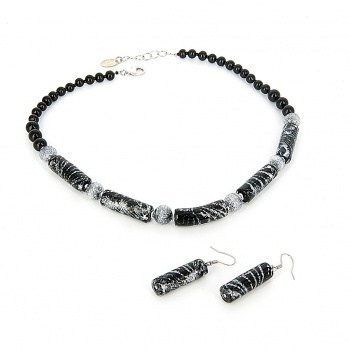 Šperky Murano Millefiori - Set ALIONA - čierny
