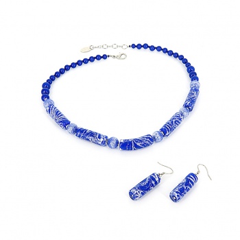 Šperky Murano Millefiori - Set ALIONA - modrý
