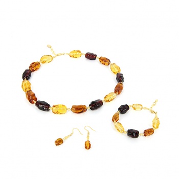 Šperky Murano Millefiori - Set CAPRI - jantárový