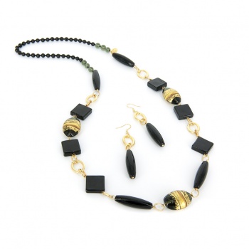 Šperky Murano Millefiori - Set AGATA - čierny