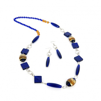 Šperky Murano Millefiori - Set AGATA - modrý
