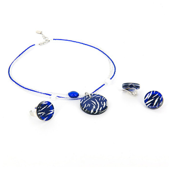 Šperky Murano Millefiori - Set INES - modrý