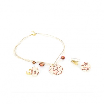 Šperky Murano Millefiori - Set INES - bielo - ružový