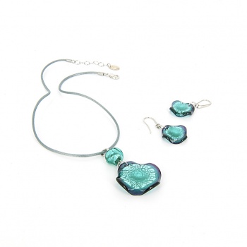 Šperky Murano Millefiori - Set RONY - tyrkysový