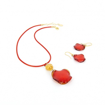 Šperky Murano Millefiori - Set RONY - červený