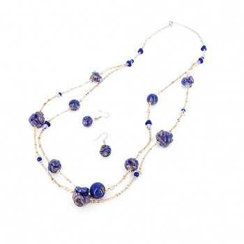 Šperky Murano Millefiori - Set CHARISMA - modrý