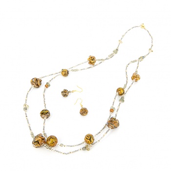 Šperky Murano Millefiori - Set CHARISMA - žlatý