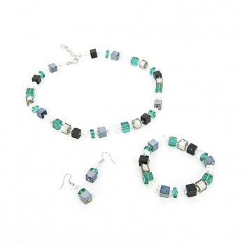 Šperky Murano Millefiori - Set NICOLE  - tyrkysový