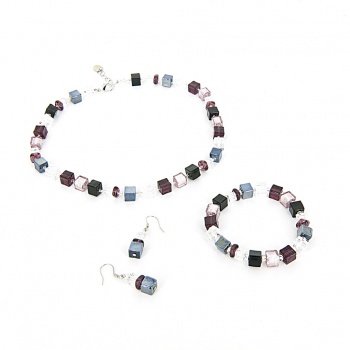 Šperky Murano Millefiori - Set NICOLE - fialový