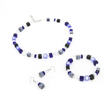 Šperky Murano Millefiori - Set NICOLE - modrý