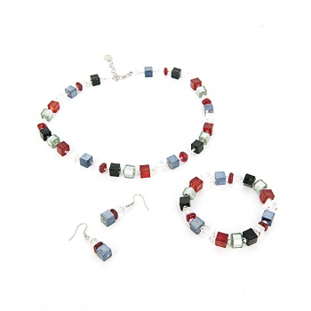 Šperky Murano Millefiori - Set NICOLE - červený