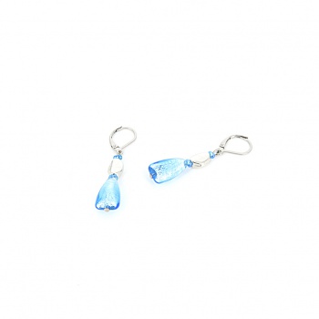 Šperky Murano Millefiori - Náušnice ADA - tyrkysovo - modré