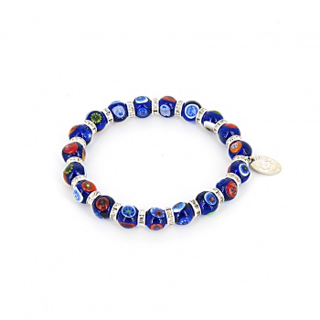 Šperky Murano Millefiori - Náramok KARMA - modro - farebný