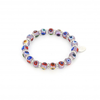 Šperky Murano Millefiori - Náramok KARMA - fialovo - farebný